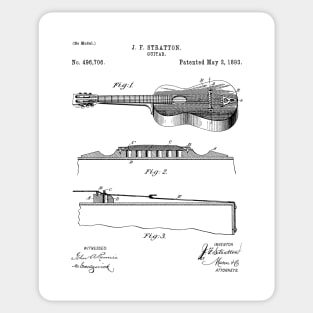 Acoustic Guitar Patent - Guitar Player Music Lover Art - White Sticker